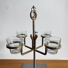 Vintage Danish Gold Rubbed Iron Hanging 4 Candle Candelabra Scandi Modern Design picture