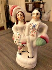 Antique English Staffordshire Pottery Figurine-Couple-Circa 1860 picture