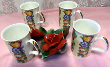 Set of 4-Vintage Kensington Roy Kirkham Fine Bone China Fruit Mug Cup 1995-Engla picture