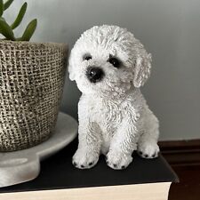Bichon Frise 6” White Puppy Figurine Sitting Cute Home Decor Dog Lover Gift New picture