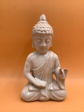 Ceramic Sitting Buddha With Pointed Ushnisha Statue Figurine Decor Display White picture