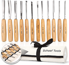 Schaaf Wood Carving Tools Set of 12 Chisels with Canvas Case  picture