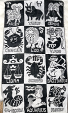 Vintage Zodiac Signs Beach Towel Blanket Black White Astrology 70's? Seven Seas picture