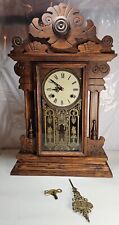 Antique Victorian Walnut Gingerbread Kitchen Clock Semi working Read Description picture