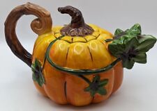 Blue Sky Clayworks Fall Harvest Thanksgiving Pumpkin Teapot NWT Auth Retailer picture