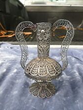 VINTAGE CHINESE SUHAI SILVER WIRE VASE WITH HANDLES picture