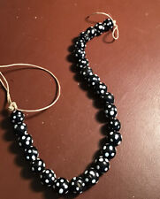 Antique Venetian Black Skunk Eye Beads, Strand 3 picture