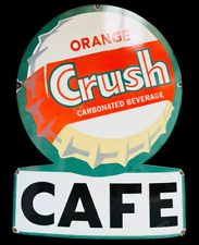 PORCELIAN ORANGE CRUSH ENAMEL SIGN SIZE 36 INCHES HEIGHT picture