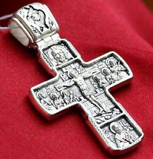 Russian Orthodox Big Body Prayer Cross Silver 925 Mother of God Sign ( Pokrov ) picture