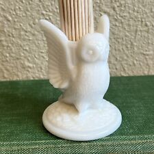 Vintage Westmoreland White Milk Glass Owl Toothpick Holder picture