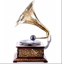 HMV Gramophone Antique Design Fully Functional Working Win-Up Record Player Gift picture