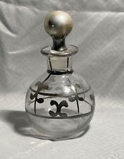 Hand Painted Antique Perfume Bottle Clear Glass Round picture