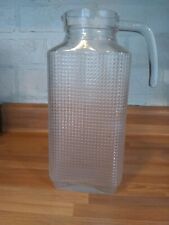 Vintage Clear Textured Glass Milk Juice Pitcher Bottle Farmhouse Decor picture