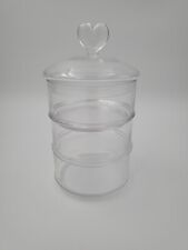 3 Compartment Glass Jar With Heart On Lid picture