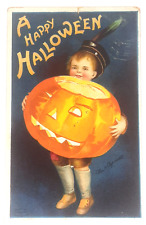 Halloween Post Card Ellen Clapsaddle Embossed Jack O Lantern Young Boy Rare picture