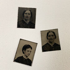 Antique Tiny Tintype Photograph Lot Of 3 Beautiful Woman Dollhouse Miniature picture