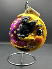 RARE Christopher Radko FRIGHT ON THE NOSE Halloween Ornament CAT MOON 01-0246-0 picture