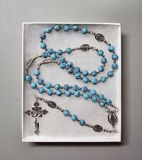 Large One Of A Kind Hand Crafted Rosary Made With Turquoise Stone Beads picture