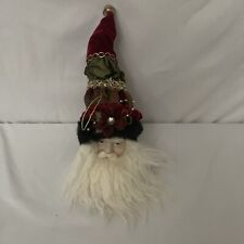 Porcelain Face SANTA CLAUS Head Multi Colored Hat Gold Accents Full Beard picture
