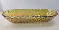 Vintage Carnival Glass Iridescent Marigold Oblong Millersburg Diamond Design picture