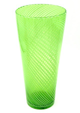 Vintage Green Vase Glass Handblown Spiral Swirl Pattern 10.5