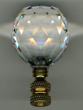 LAMP FINIAL-STUNNING LEADED CRYSTAL LAMP FINIAL**BRASS BASE** picture