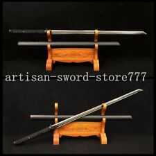 Japanese Black Blade Ninja Sword1060 high Carbon steel Kiriha Zukuri Blade Sharp picture