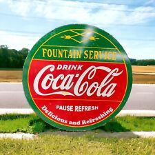 COCA COLA FOUNTAIN SERVICE  PORCELAIN ENAMEL  SIGN  48 INCHES 4 FEET  DSP SIGN picture