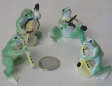 Frog Musical Jazz Quartet Bone China Four Miniature Figurine Set Japan Pre-owned picture