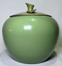 MCM Aluminum Green Apple Canister Mid Century Tea Candy Cookie Jar Chrome Ever picture