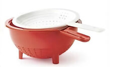 TUPPERWARE New DOUBLE COLANDER 2-pc Strainer w/ Multiple Uses BPA free in RED picture