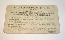 Rare Antique Erie System Division Railroad Telegraphers Dues Card NY NJ C.1906 picture