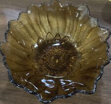 Vintage Indiana Carnival Glass Bowl ~ Sunflower Amber Iridescent picture