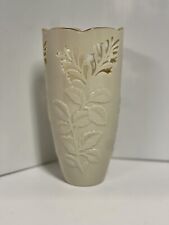 Lenox Cut-out Westbury Vase 7” Embossed Leaves Gold Trim picture