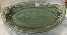 Vintage Artichoke Handmade Green Oval Decorative Platter  17-1/2” x 12-1/2” picture