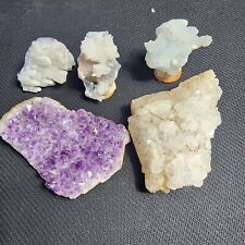 Lot Of Amethyst Geode, White Calcite, Aragonite, Quartz Crystals picture