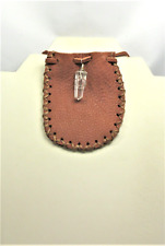 Deerskin Leather Pouch, Quartz Crystal, Hand Made Pouch #762 picture