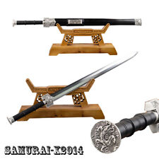 phoenix engraved silvery fittings Chinese sword Jian folded steel sharp blade  picture