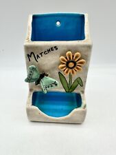 Vintage Match Holder Wall Hanging Free Standing Ceramic Butterfly Flower picture
