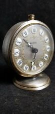 Vintage German WEHRLE TROLLY Silver And Gold Mantel Alarm Clock 1960's Parts @56 picture