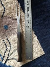 Vintage 1970s Cutco 1026 Carving Fork 2 prong Rosewood Wooden Swirl Handle Brown picture
