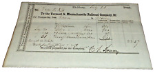 JULY 1849 VERMONT & MASSACHUSETTS B&M FREIGHT RECEIPT picture