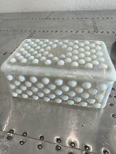 Vintage Fenton Hobnail Clear & White Milk Glass Opalescent Trinket/Jewelry Box picture