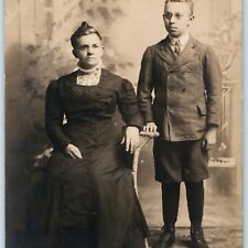 ID'd c1910s Mother Son RPPC Woman Classy Handsome Boy Photo Lyle Jane Petty A158 picture