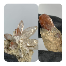 RED/CHAMPAGNE TOPAZ W/RUTILE CRYSTAL CLUSTER ON MATRIX - SAN LUIS POTOSI MEXICO picture