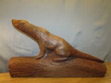 Vintage Wood Carving Weasel Marten Mink Folk Art Sculpture Rustic Primitive picture