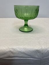 FTD Vintage 1978 Green Glass Pedestal Vase Leaf Design USA picture