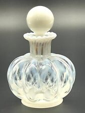 Fenton Perfume Bottle Antique White Opalescent Lattice Squat  Bulbous 4.5