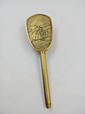 Vintage Vanity Hairbrush Engraved Courting Couple Design Gold Tone Hard Bristles picture