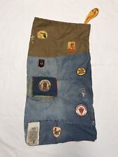Vintage Hand Sewn Duffel Duffle Camping Hippie Laundry Clothes Bag with Patches picture